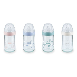 NUK Nature Sense Glass bottle 240 ml,6-18m, with silicone teat